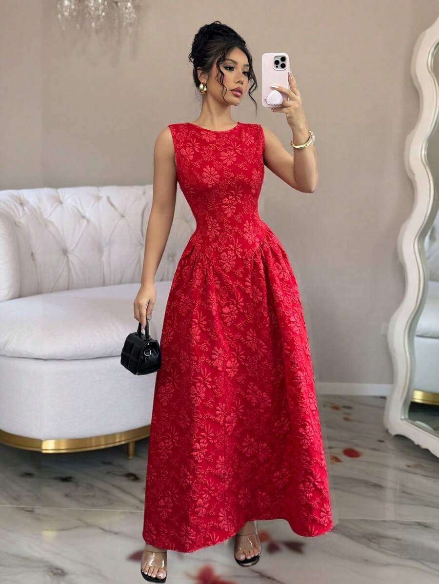 Chiquease 女士露背无袖优雅连衣裙 - 紅色 - 查看 1