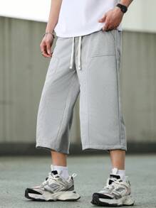 Manfinity Hypemode Pantalón deportivo casual y suelto para hombres con diseño de cintura con cordón