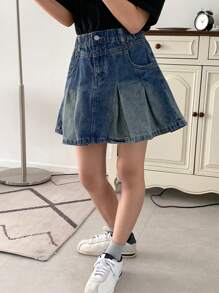 DAZY Tween Girl Denim Mini Skirt, Summer, Back To School - Blue - View 5