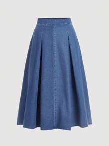 SHEIN MOD MOD Plus Size Women Elastic Waist Casual Blue Denim Maxi Skirt,Summer For Women,Business Casual Woman,Skirts,Elegant Skirts For Women,Cowgirl For Women,Rave Festival,Concert Women,Festival For Women,Cruise Attire Women,Cute Skirts Tops,Old Money Style Women,Country Concert,Country Women,Going Out,Airport For Women