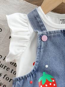 Baby/Baby Girl Fashion Denim Suspender Skirt Set