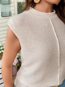 SHEIN LUNE Damen Große Größen einfarbiges strukturiertes ärmelloses Camisole, geeignet für alle Jahreszeiten, lässig, Business Lässig, Häkelstoff, Hochzeitsgast Top, Old Money Stil für Frauen