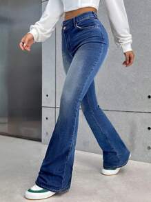 SHEIN Tall 女士牛仔裤 黑色紧身喇叭裤 交叉腰喇叭裤 喇叭紧身裤 秋季女装 秋季