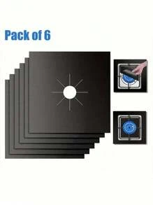 6pcs Gas Stove Protection Pads (10.6 In X 10.6 In ) Reusable, High Temperature Stable, Oil Resistant, Non Stick, Easy To Clean, Kitchen Accessories - Multicolor - View 3