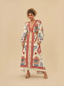 Travachic Vestido casual de talla grande con estampado floral, simple y de moda