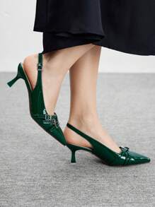 CUCCOO BIZCHIC Women's Adjustable Buckle Pointed Toe Fashion High Heel Shoes For Christmas Spring Shoes - Dark Green - View 5