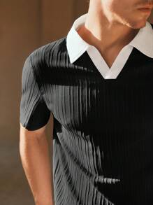 HIMLAND Men's Woven Casual Loose Fit Short Sleeve Polo Shirt, Old Money