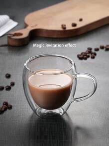 1PC 双层隔热玻璃杯带手柄，高硼硅玻璃咖啡杯，透明简约鸡尾酒杯，创意时尚双层杯，非常适合咖啡、茶、牛奶、果汁、鸡尾酒、生日礼物、新年礼物 - 彩色 - 查看 4