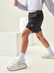 JNSQ Short de sport professionnel pour l'extérieur, retour à l'école. Ensemble de shorts de course pour enfants avec taille élastique et impression réfléchissante 3M