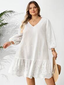 SHEIN CURVE+ Vestido casual holgado con mangas sueltas y estampado para mujer talla grande, ideal para primavera/verano o vacaciones estilo bohemio