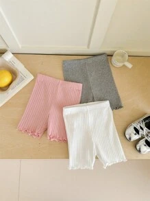 Baby Girl Summer Cute Solid Color Knit Shorts, 2pcs/Set