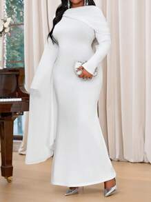 Fleurora Spring And Summer Autumn And Winter Elegant Party Wedding Valentine's Day Cocktail Party Concert/Music Festival White Knitted Chiffon Round Neck Mermaid Mermaid Contrast Mesh Long Long Sleeve Plus Size Dresses Elegant Women Dresses Classy Outfits Elegant Dress Wedding Valentines Clothes Valentines Valentine's Day Dress Spring Outfits For Women Valentine's Day Outfit Plus Size Women Clothes Romantic Dresses Birthday Outfits For Women Spring Outfits For Women Spring Dresses For Women Concert Outfit Women Festival Outfits For Women Spring Break Outfits Modesty Clothes Women Concert Outfits Plus Size Dress Elegant Formal Dress For Women Formal Dress For Wedding Festival Outfits Festival Festival Outfit Festival Outfits Women Women Dresses White - White - View 3