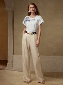 MOTF PREMIUM CAMISETA BOXY CON BORDADO FLORAL - Albaricoque - Ver 6