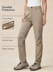OutZeal Pantalones para senderismo de mujer con ajuste delgado y elástico, resistentes al agua, con múltiples bolsillos, resistentes al desgarro, de nailon, para primavera