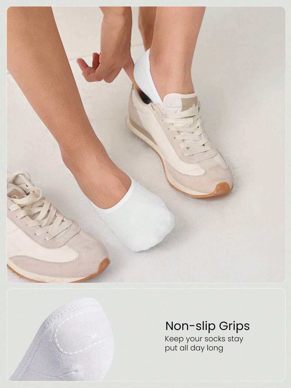 3 Pairs Soft Comfy Low-Cut No-Show Seamless Toe Construction Socks With Non-Slip Grips Daily Casual Wear