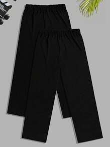 RueChic 2pcs Men's Comfortable Casual English Letter Print Pajama Set - Black - View 2