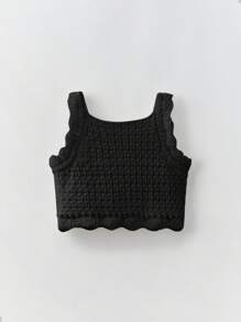 Maija Kids Maija Kids Bộ 2 món/bộ áo không tay và quần short lưới thoáng khí dễ thương cho bé gái đi nghỉ mát, thích hợp mặc ngoài trời và ở nhà, mùa xuân/hè - màu đen - Xem 2