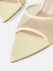 MOTF PREMIUM COLOR BLOCKING POINTED TOE HIGH HEEL SANDALS SUMMER SHOES - Yellow - View 6