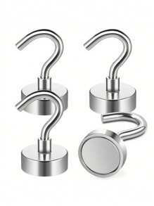 磁性挂钩，25 磅（约 11 千克）重型磁铁挂钩，适用于厨房、家庭、游轮、工作场所、办公室和车库，超强磁铁带挂钩，用于悬挂，金属磁性烧烤挂钩磁性挂钩，适用于冰箱、工具箱、储物柜 - 銀色 - 查看 18