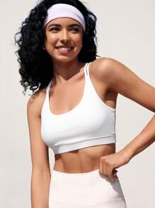 Hanevo Professional Sport Women's Simple Solid Color Halter Neck Top Bra Style Sportwear For Daily Wear - White - View 2