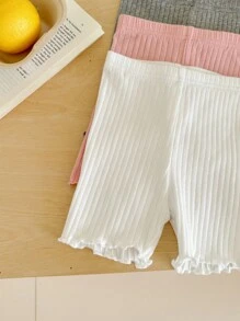 Baby Girl Summer Cute Solid Color Knit Shorts, 2pcs/Set