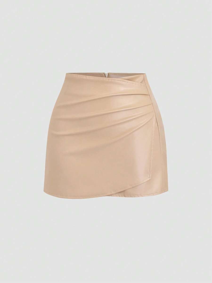 Sweetra Women's Vintage American Style Sexy Bodycon Mini Skirt, Pure Black Color, Suitable For All Seasons - Khaki - View 1