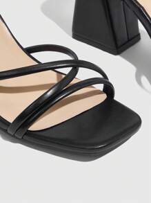 CUCCOO SZL Woman Shoes Black Fashionable Versatile High-Heeled Sandals For Summer Graduation Heels Prom Heels Vacation Shoes Party Baddie Chic Gorgeous Style Disco Party Night Out Spring Shoes Spring Break Easter For Christmas - Black - View 4