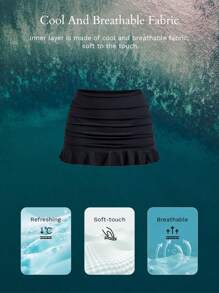 MOTF PREMIUM RUCHED RUFFLE HEM BIKINI BOTTOM FOR SUMMER BEACH VACATION - Black - View 8