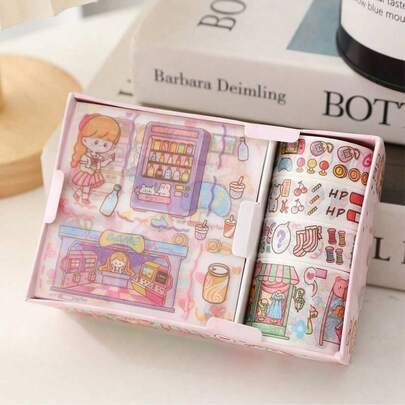 SHEIN 1 hộp (8 miếng) Hình dán hoạt hình Kawaii thẩm mỹ bằng PVC chống thấm nước, bộ hình dán sổ tay dùng cho Bullet Journal, sổ nhật ký, sổ lưu niệm, sổ kế hoạch, trang trí, đồ dùng học tập, quà tặng ngày Valentine, sinh nhật, dành cho thanh thiếu niên và học sinh.