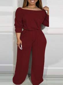 Slaydiva Plus Size Solid Color Loose Elegant Wide Leg Jumpsuit