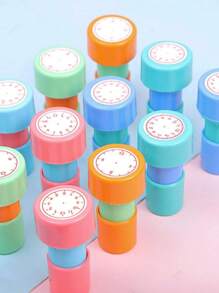 SHEIN 1pc Random Color Clock Stamp Teaching Tools For Kids Learning On Watch Multiple Style Student Teaching Tools Seal For Primary School Supplies Back To School,Back To School,School Supplies