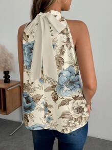 Glamance Patishop Art Artist Beige Floral Sleeveless Regular Fit Women Blouse, Suitable For Spring & Summer, Rave Western Wear - Multicolor - View 2