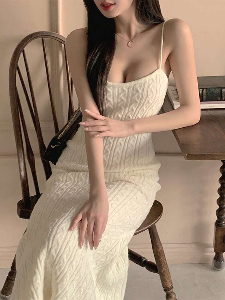 Women Sleeveless Cable Knit Long Sweater Dress,Fall Women Clothes