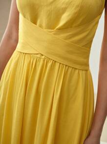 MOTF PREMIUM LINEN CRISS CROSS KNOT ZIPPER DRESS