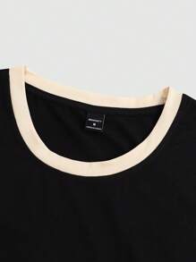 Manfinity Homme Men's Ins Fashion Casual Sports Style Multi-Color Stitching English Letters Printed Sleeveless Top And Drawstring Shorts Set, Stitching Design Top Men's Shorts Set, Comfortable Fabric And Excellent Workmanship Suitable For Daily Wear, Going Out, Meeting Friends, Going To School, Sports And Leisure. Can Be Used As A Gift For Father, Boyfriend, Husband, Son - Multicolor - View 3