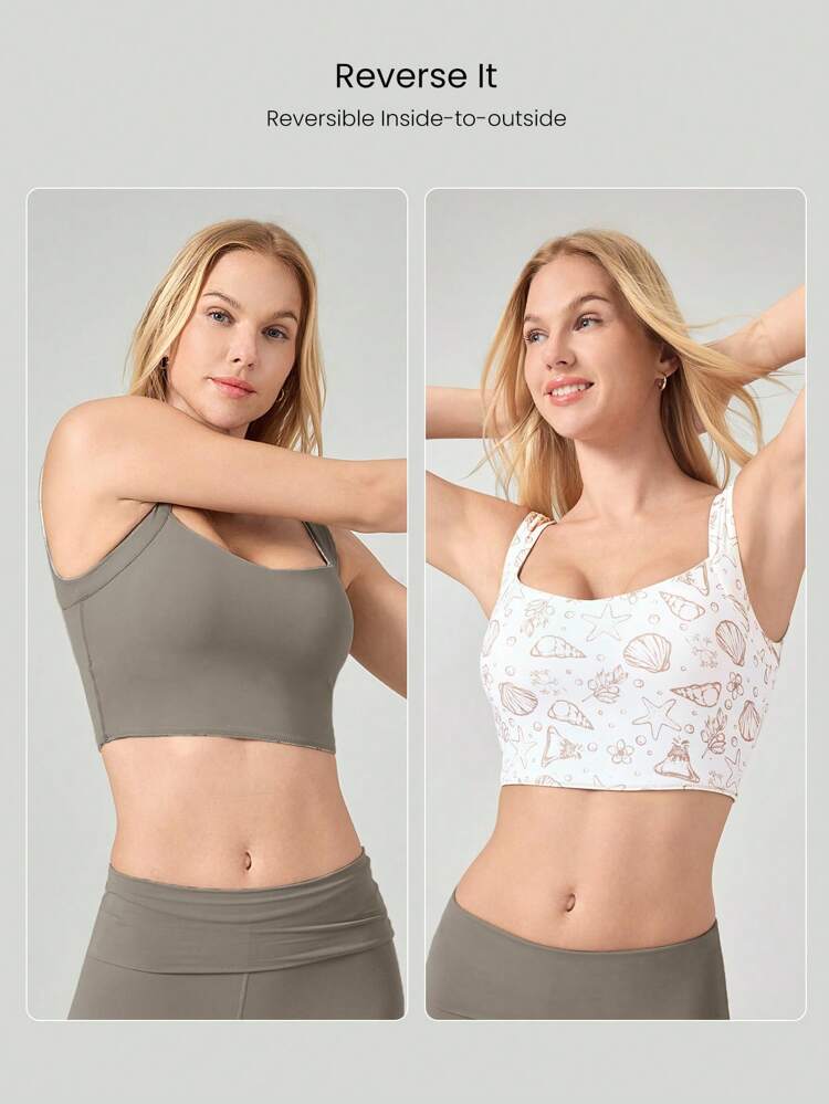 GLOWMODE X Nature Dream Bali FeatherFit™-Air Sweat-Wicking Quick-Dry Reversible Full Underarm Sports Bra Low Impact Yoga Pilates Studio Daily Casual Wear Removable Cups