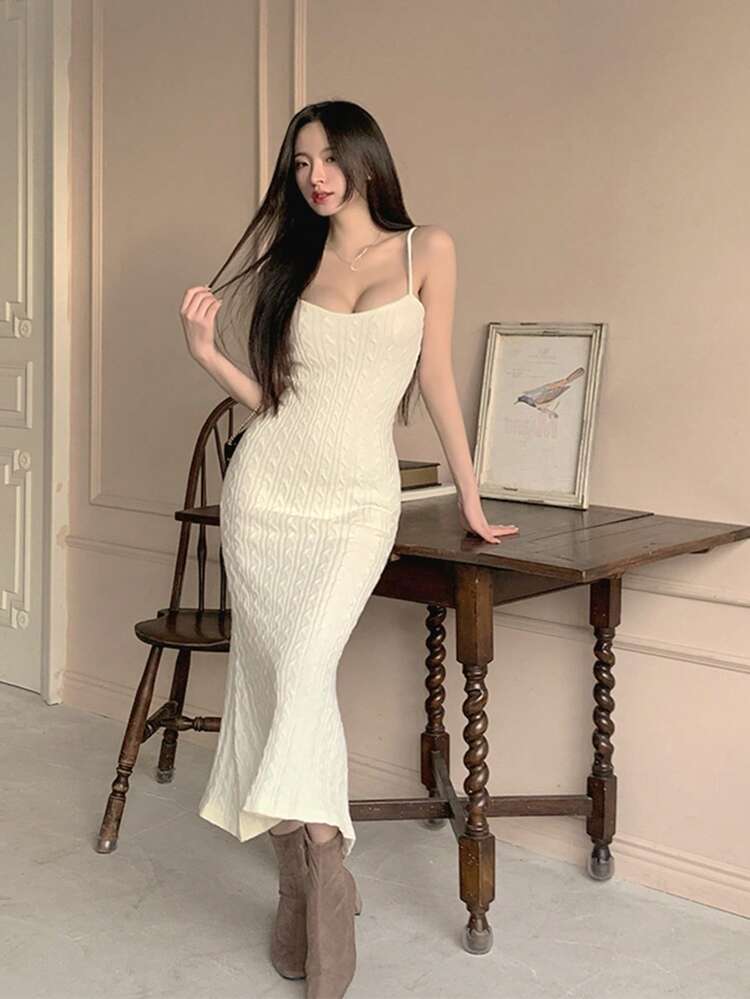 Women Sleeveless Cable Knit Long Sweater Dress,Fall Women Clothes