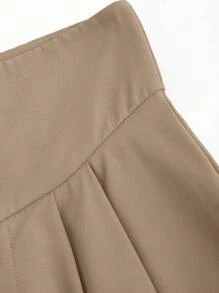 SHEIN Unity Plus Size High Waist Loose Flowy Versatile Women's Pants, Spring - Khaki - View 4