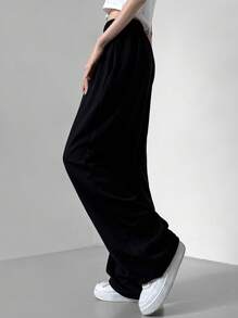 DAZY 休闲纯色抽绳腰休闲裤运动裤