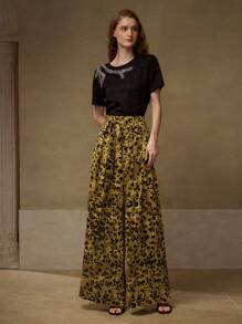 MOTF PREMIUM Weite Hose mit Allover-Muster