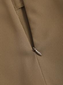 Sweetra 女性時尚純色交叉設計寬鬆長褲 - 卡其色 - 查看 5