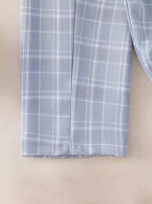 SHEIN Young Boys' Elegant Casual Plaid Slanted Pocket Long Pants Kids Clothes Pants Boys Clothes Kids Pants - Grey - View 5