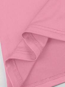 INAWLY Solva 女士夏季純色圓領短袖修身休閒T恤 - 粉色 - 查看 6