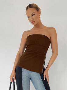 Maija Top de tirantes sin mangas de color café 2025 verano nuevo para dama, con cremallera lateral, apropiado para uso empresarial y casual diario, elegante, para resorts de playa, invitados de boda, fiestas de cóctel, campo, festivales de música, desayunos, almuerzos, aeropuerto, con estilo retro de los 90s de Estocolmo, Día de la Independencia de Estados Unidos