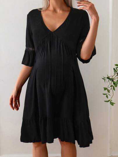 SHEIN Vestido de cobertura de unicolor para maternidad, ropa casual de resort