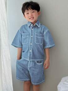 DAZY 男童牛仔套装 - 藍色 - 查看 5