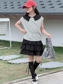 DAZY 2pcs Tween Girl Autumn Outfit,Back To School Clothes - Black - View 5