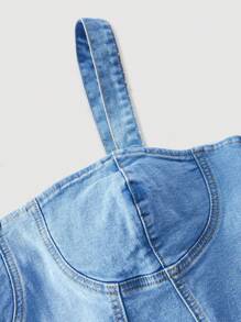 SHEIN ICON Plus Size Women Casual Asymmetrical Hem Denim Camisole Top