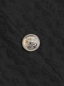 SHEIN Unity Plus Size Women's Double-Breasted Puff Sleeve Elegant Blazer Graduation,Back To School,Teacher Outfits For Women Fall Cloth For Women Autumn - Black - View 7