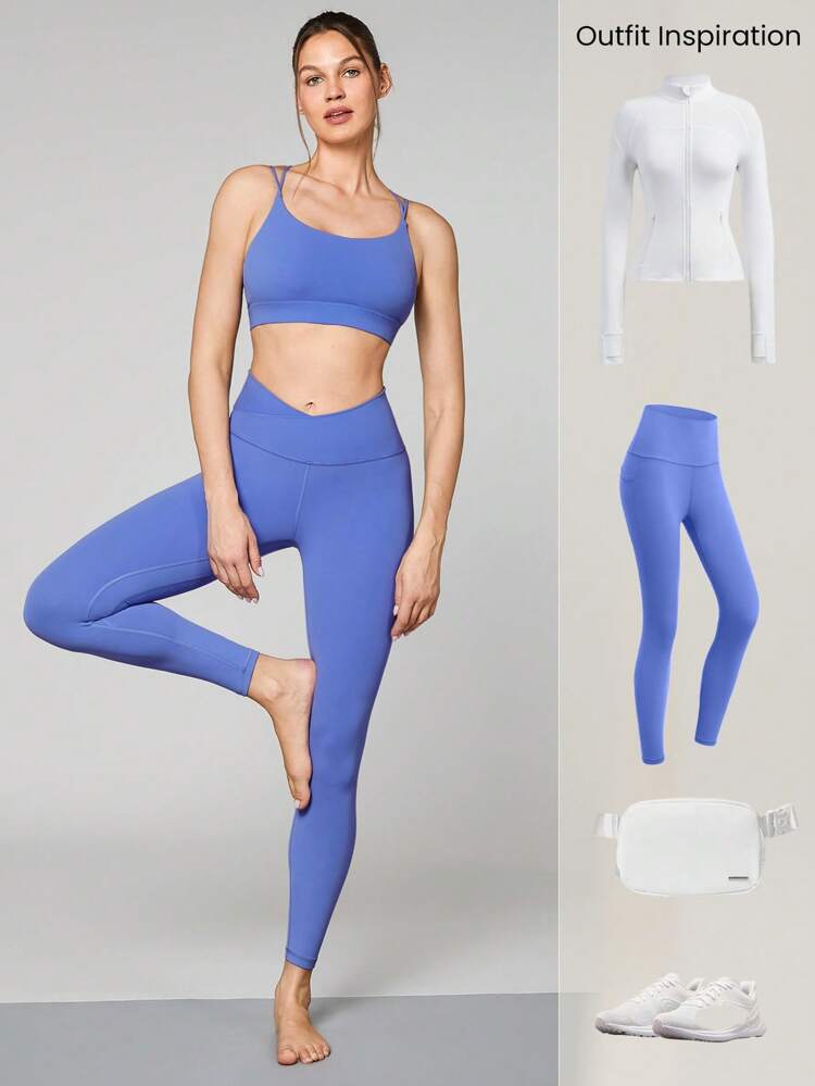 FeatherFit™ Strappy Back Sports Bra Tank Top Low Impact Yoga Pilates Daily Spring Summer